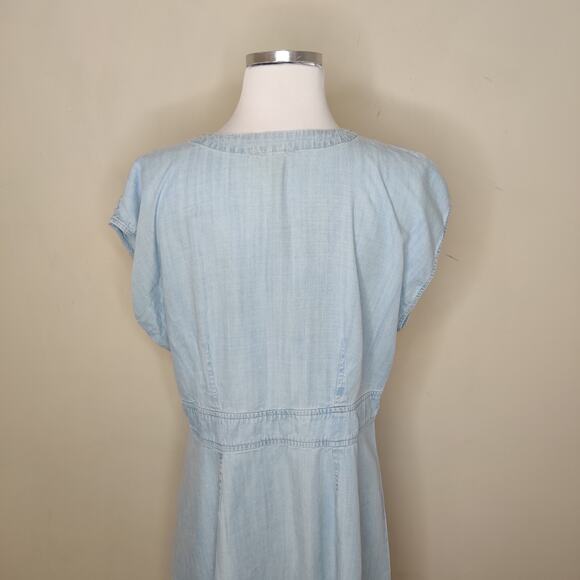 LOFT Blue Chambray Buttoned Sundress Sleeveless Mini - Picture 9 of 12